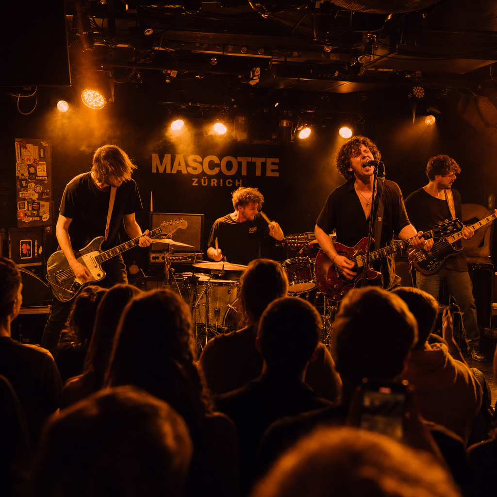 Schweizer Band beim Live-Konzert in einem Kulturclub