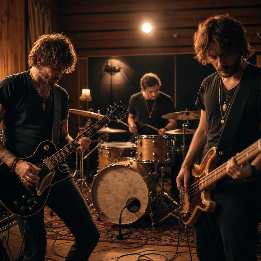 Band bei der Probe sucht neuen Musiker